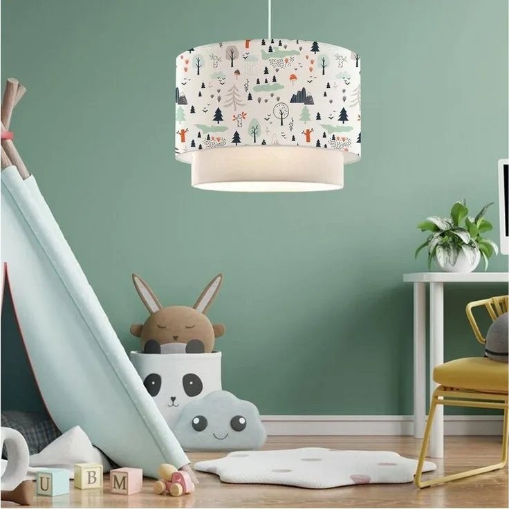 Kinder-Hängeleuchte Lurgan mit Baum-Motiv Weiß [lux. pro]