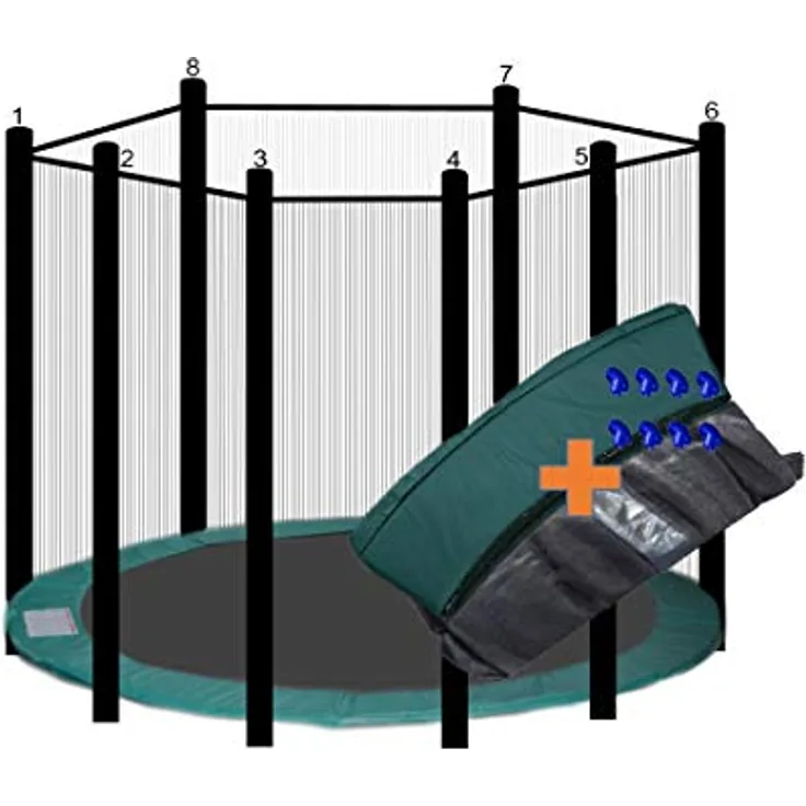 walexo Gartentrampolin Trampolin Randabdeckung mit Sicherheitsnetz für 8 Stangen, Ø 305 cm