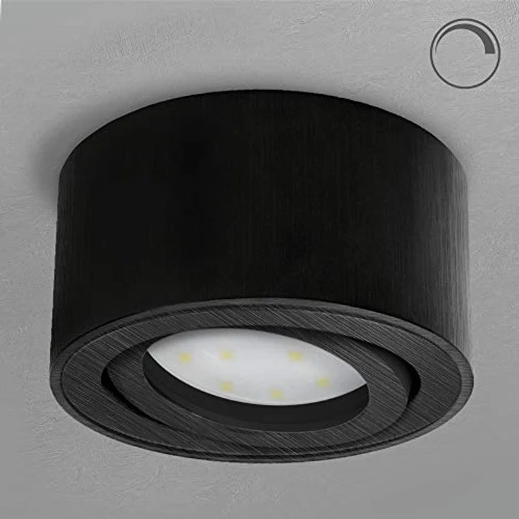 SSC-LUXon CELI-1B LED Aufbauspot dimmbar, 3CCT einstellbare Farbtemperatur, rund schwarz schwenkbar, 230V, 6Watt – Bild 3