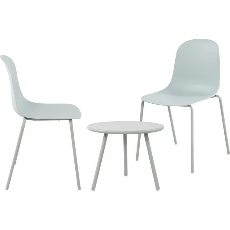 CLP 2er Sitzgruppe Berdin Set 1 Tisch 2 Stapelstühle wetterfest UV-beständig,türkis