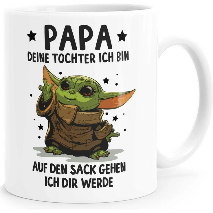 MoonWorks Tasse Kaffee-Tasse Papa Sprüche Geschenk Vatertag Lustig Motiv Baby-Yoda, Keramik