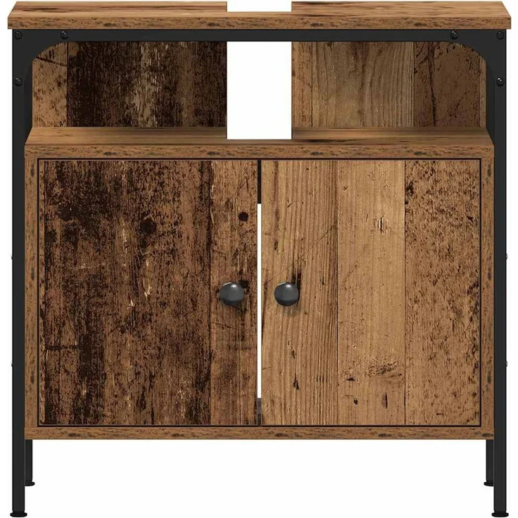 vidaXL Badezimmermöbel-Set mit Regal 4 pcs Altholz Holzwerkstoff 3332589 – Bild 9
