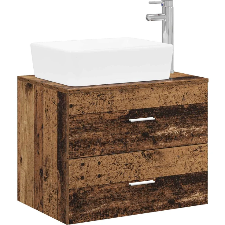 vidaXL Wandmontierter Waschbeckenunterschrank Altholz 3404396 – Bild 2