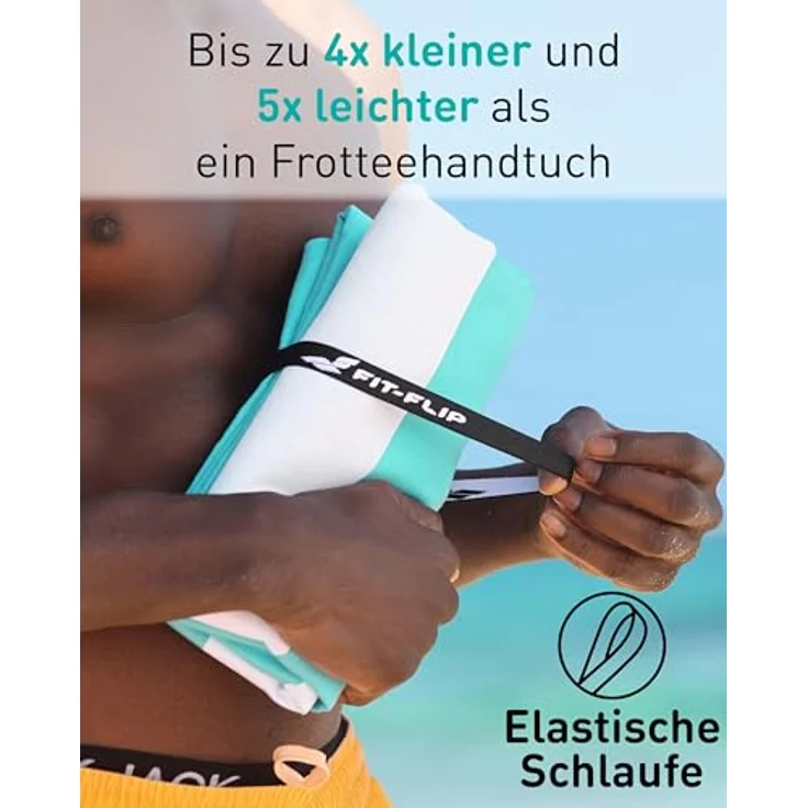 Fit-Flip Strandtuch XXL Mikrofaser, leicht und schnelltrocknend, sandfrei und schmutzabweisend, 90x200cm, recycled – Bild 5