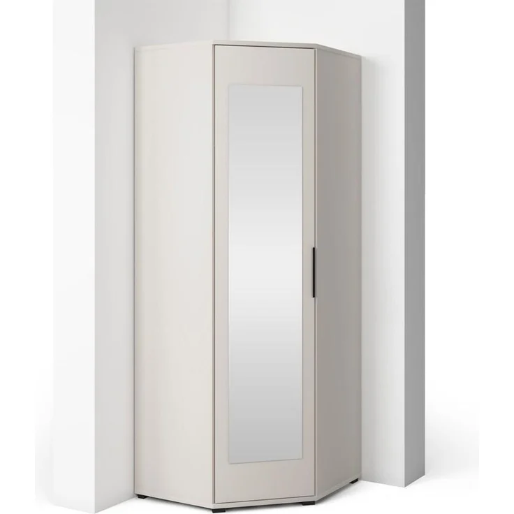 Eckschrank Napoli Version 10, Kleiderschrank mit Spiegel, Cashmere, 185 x 140 x 140 cm – Bild 4