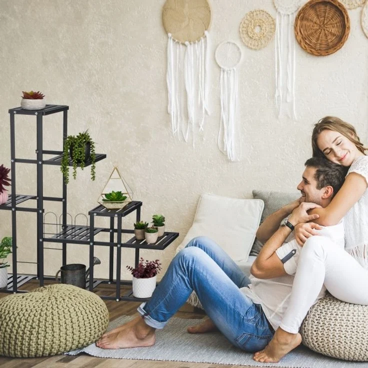 Schwarzer Blumenständer mit Rollen 10047173 – Bild 3