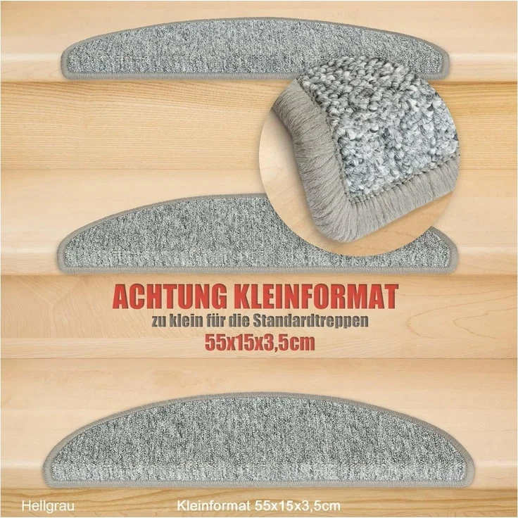 Metzker® Stufenmatte Stufenmatten Rambo Kleinformat 55x15x3,5cm Halbrund, halbrund, Höhe: 5 mm, 15 Stück im Set - Grau – Bild 1