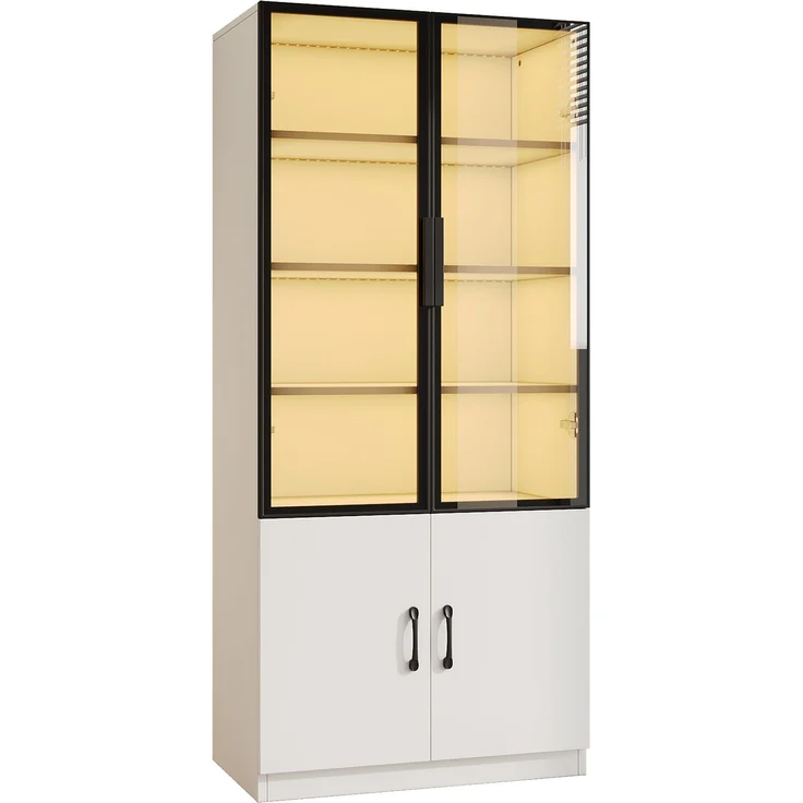Vitrine 60x40x160 cm in Weiß mit Rauchglas, LED-App-Steuerung und 2 Türen – Bild 5