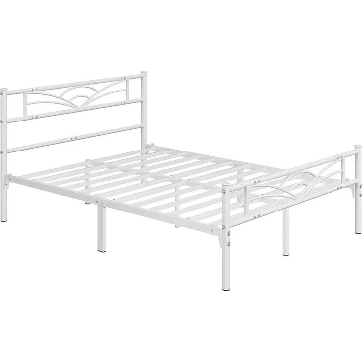Yaheetech Metallbett mit Lattenrost, Wolkenmuster, Weiß, 140x200 cm – Bild 2