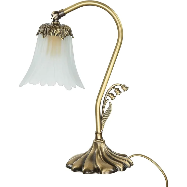 Licht-Erlebnisse Nachttischlampe TABLE LAMP, ohne Leuchtmittel, Tischlampe Messing floral NachtTischlampe E14 Lampe – Bild 2