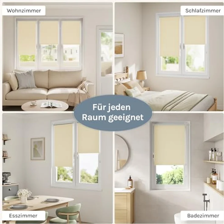 WOLTU Verdunkelungsrollo Thermorollo ohne Bohren 70x130 cm, Beige – Bild 7