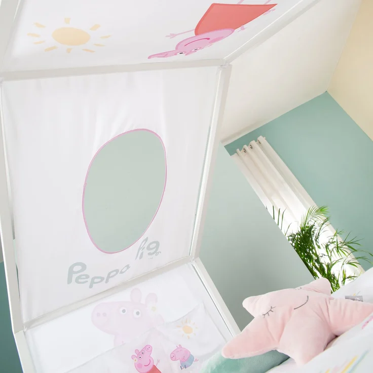 roba Bezug für Montessori Hausbetten 90 x 200 cm im Peppa Pig Design - Passendes Zubehör zum Umbau in Himmelbett - Inkl. 3 Aufbewahrungstaschen & Dachfenster – Bild 11