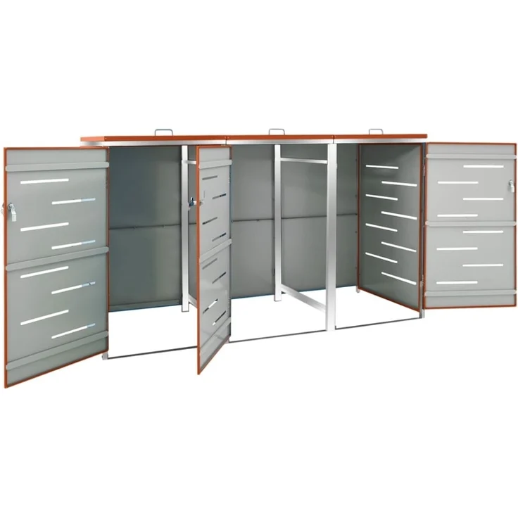 vidaXL Mülltonnenbox für 3 Tonnen 207x77,5x112,5 cm Edelstahl 149564 – Bild 2