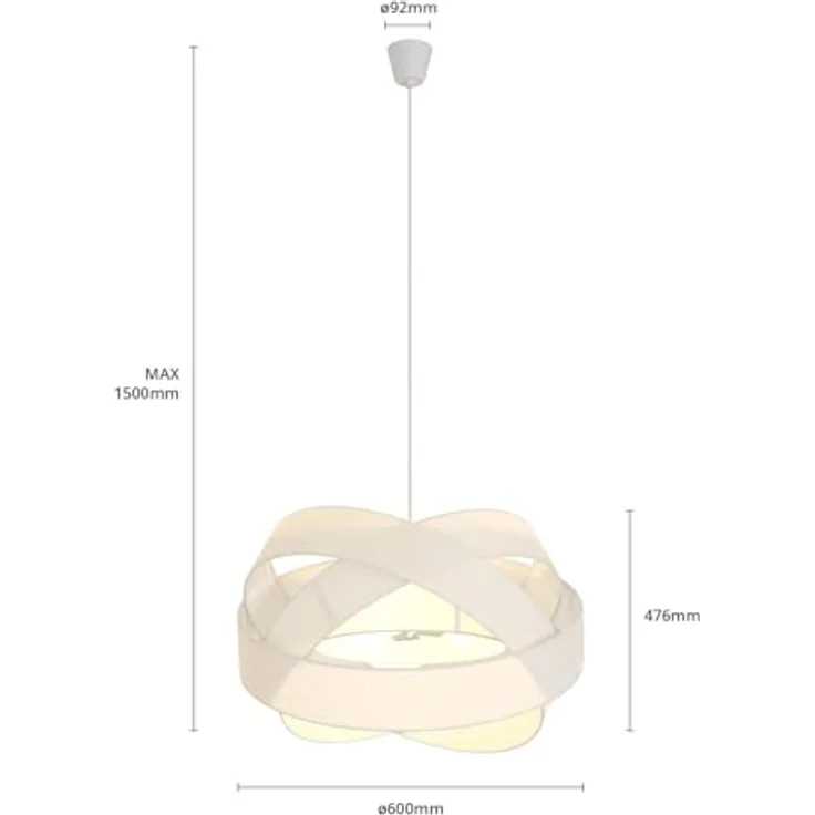 Lindby Pendelleuchte 'Simaria', weiße Textil-Pendellampe mit Ø 60 cm, ideal für Wohnzimmer & Esszimmer – Bild 7