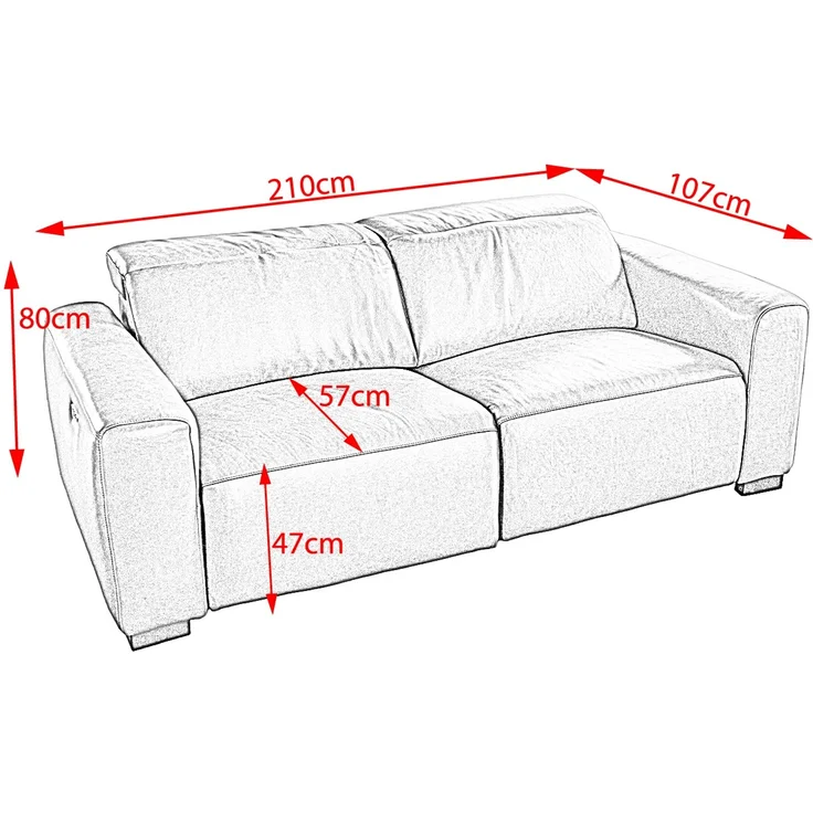 KAWOLA Sofa FINN 3-Sitzer mit Relaxfunktion Leder cremeweiß 80 x 107 x 210 cm – Bild 10