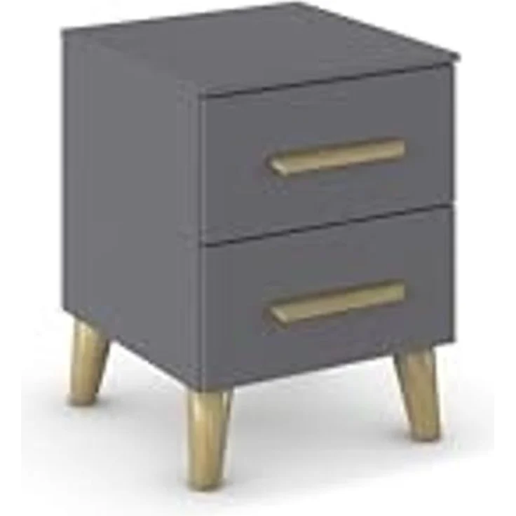 rauch Aditio Box, Nachttisch, 2 Schubladen, Massivholz-Fuß, mit Softclose-Funktion, Farbe Grau metallic, BxHxT 40x53x44cm – Bild 1