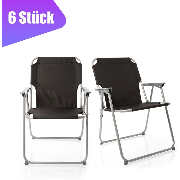 BigDean 6X Klappstuhl Faltstuhl Campingstuhl Angelstuhl schwarz robust klappbar bis 120kg belastbar klassischer Gartenstuhl Klappstuhl für Garten & Camping - Campingstuhl faltbar – Bild 7