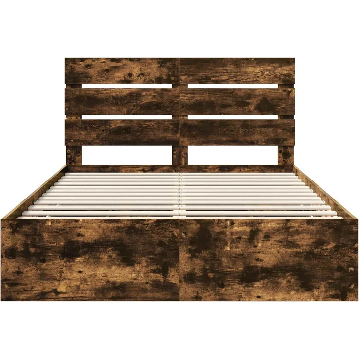 vidaXL Bettrahmen Räuchereiche 140 x 190 cm Ingenieurs Holz 3411836 – Bild 8