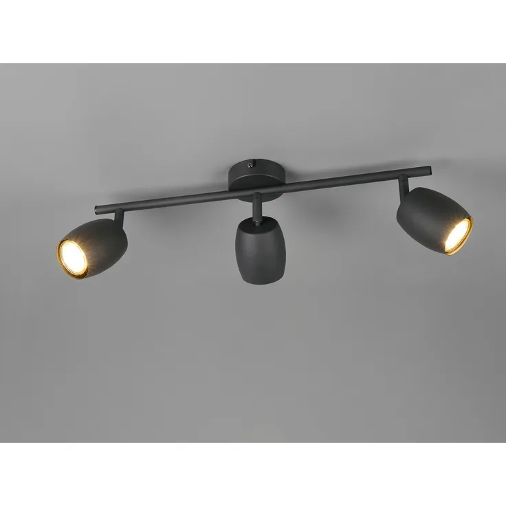 Deckenstrahler NANCY 3-flammig aus Metall Schwarz, Breite 47,5cm