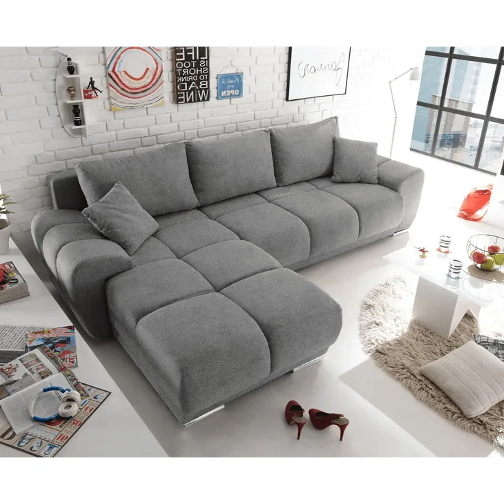 Ed Exciting Design Sofa Anton mit Schlaffunktion & Bettkasten in verschiedenen Farben erhältlich Luxus-Webstoff Flachgewebe beidseitig montierbar