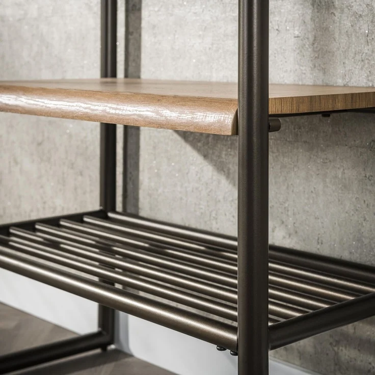 Garderobenmöbel Onul 70 cm Metall Bronze mit Ablagen in Eichenoptik – Bild 3