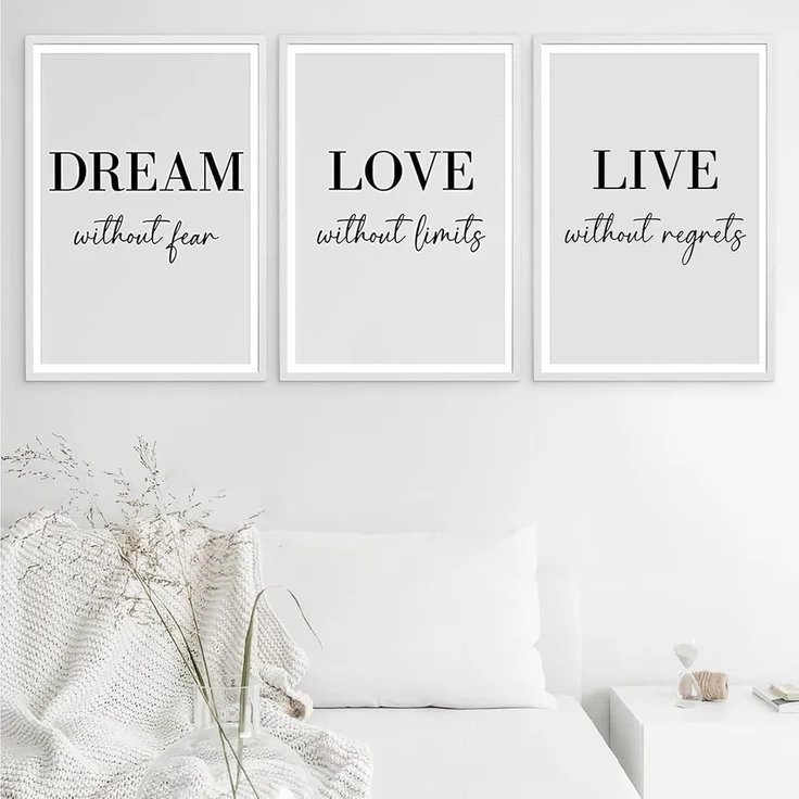 Poster Set 3er Dream Love Live Schwarz Weiß Wandkunst 30x40cm – Bild 3