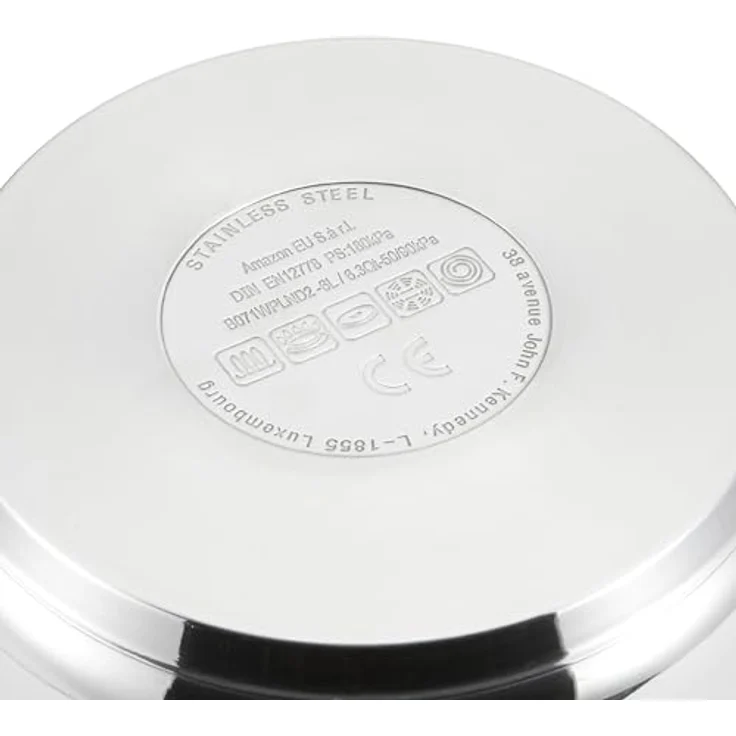 Amazon Basics Schnellkochtopf aus Edelstahl - mit Dampfgarer, induktionsgeeignet - 6 Liter, Silber – Bild 4