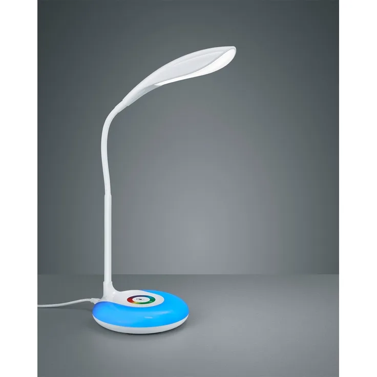 Flex Schreibtischleuchte KRAIT Weiß dimmbar USB Anschluß + RGB Farbwechsler