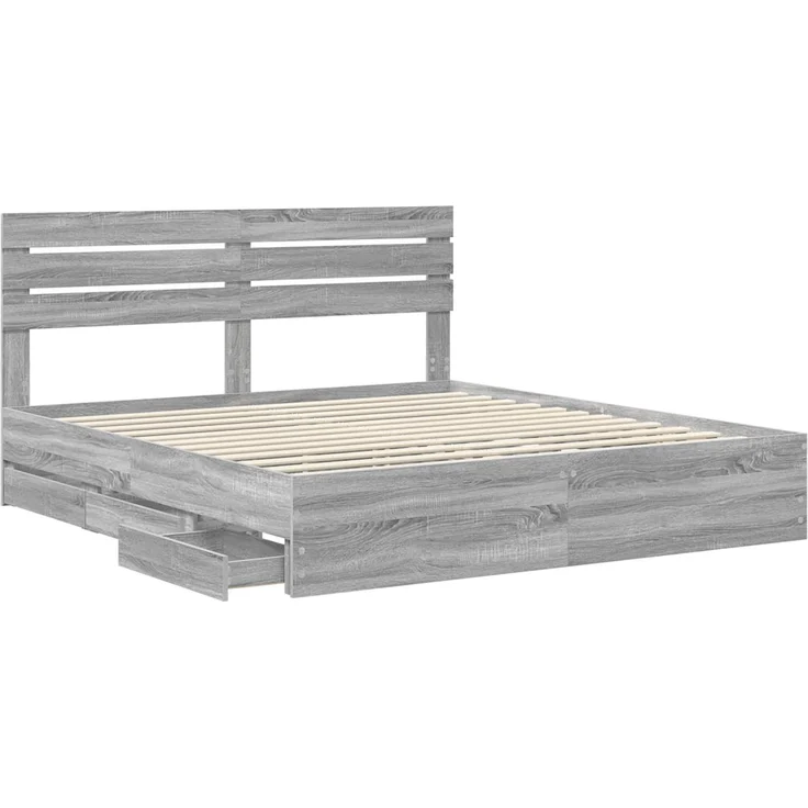 vidaXL Bettrahmen Graues Sonoma 200x200 cm Ingenieurs Holz 3411483 – Bild 4