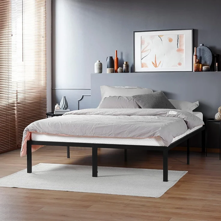 Olee sleep 45cm Stabiler Stahlbett / Stahl-Lattenrost / Anti-Rutsch-Unterstützung / Matratzenunterbau / Metallbett / Bettrahmen / Bett / 90x200 cm / Twin / Schwarz / Metall – Bild 2