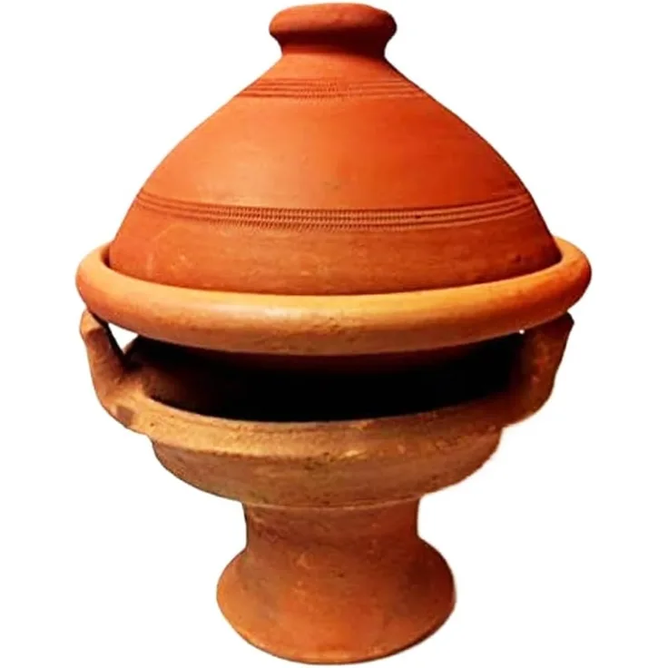 Marrakesch Orient & Mediterran Interior Dampfgartopf Marokkanische Tajine Tuareg - 25cm, inkl Stövchen, Lehm (1-tlg), Handarbeit