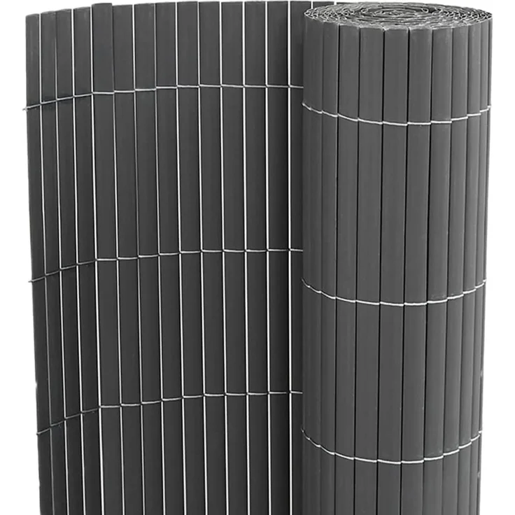 vidaXL Gartenzaun Doppelseitig Grau 1,8x5 m PVC 42002627 – Bild 6