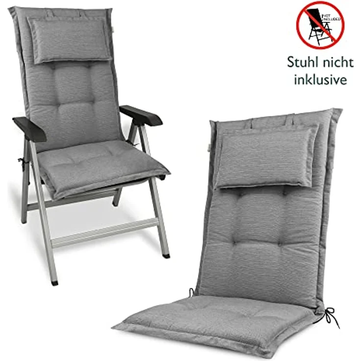 Beautissu 4er Set Hochlehner Auflage HighLux HL 120 x 50 x 7 cm Hellgrau – Bild 8