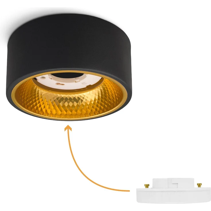 SSC-LUXon Aufbauleuchte OLINO Deckenlampe Spot Aufbauleuchte schwarz warmweiß GX53 Fassung – Bild 8