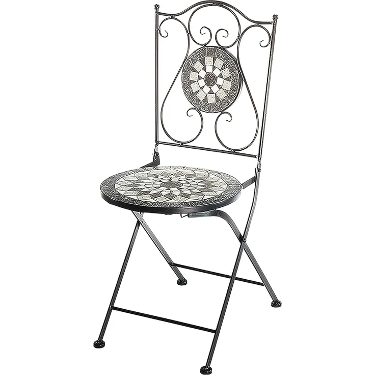 Kobolo 4-Fußstuhl Klappstuhl aus Metall in grau 88cm (Mosaik, 1 St) – Bild 1