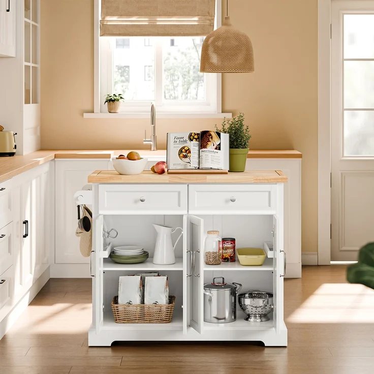 SoBuy FKW71-III-WN Kücheninsel, MDF, Lackiert, Weiß, 107 x 92 x 71 cm – Bild 4