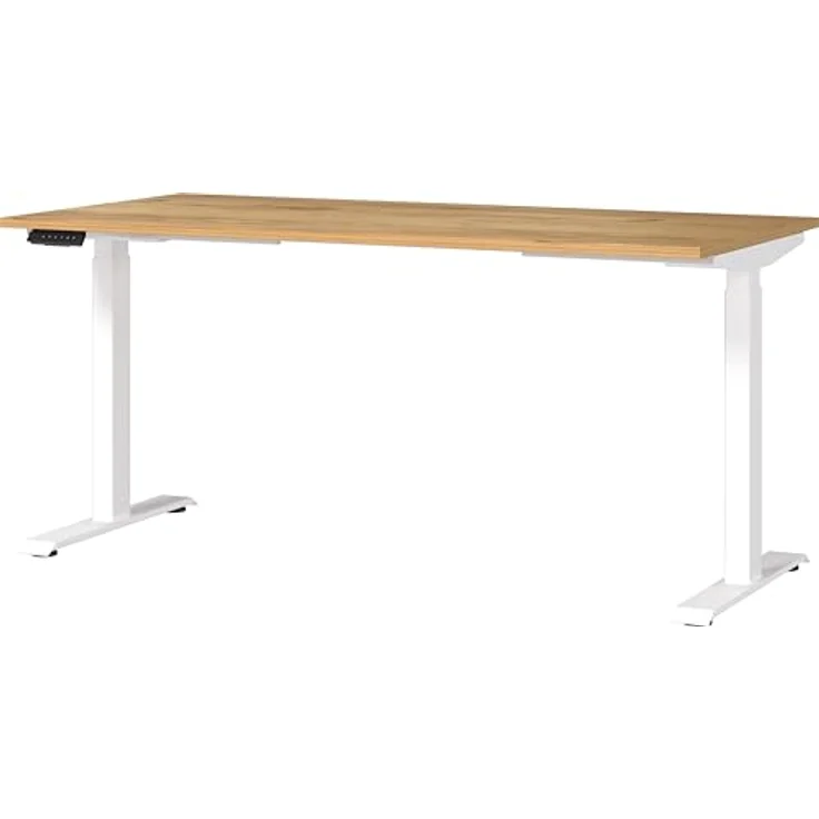 Germania Schreibtisch 7908-242, in Navarra-Eiche-Nb./Weiß, EL. höhenverstellb, 160 x 120 x 80 cm (BxHxT) – Bild 2