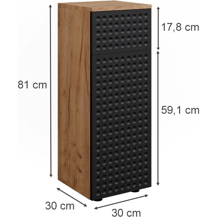 Vicco 'Irma' Midischrank, Holz, Anthrazit Gepunktet, 81 x 30 x 30 cm – Bild 3