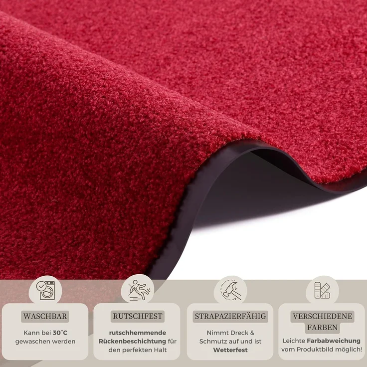 Waschbare Fußmatte Wash & Clean - bordeaux - 40x60x0,7cm – Bild 4
