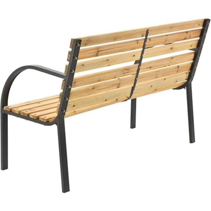 Juskys Gartenbank Modena – 2-Sitzer Holzbank mit Armlehnen & Rückenlehne – wetterfeste Sitzbank 120x62x82 cm - Bank mit Seitenelementen aus Stahl – Bild 5