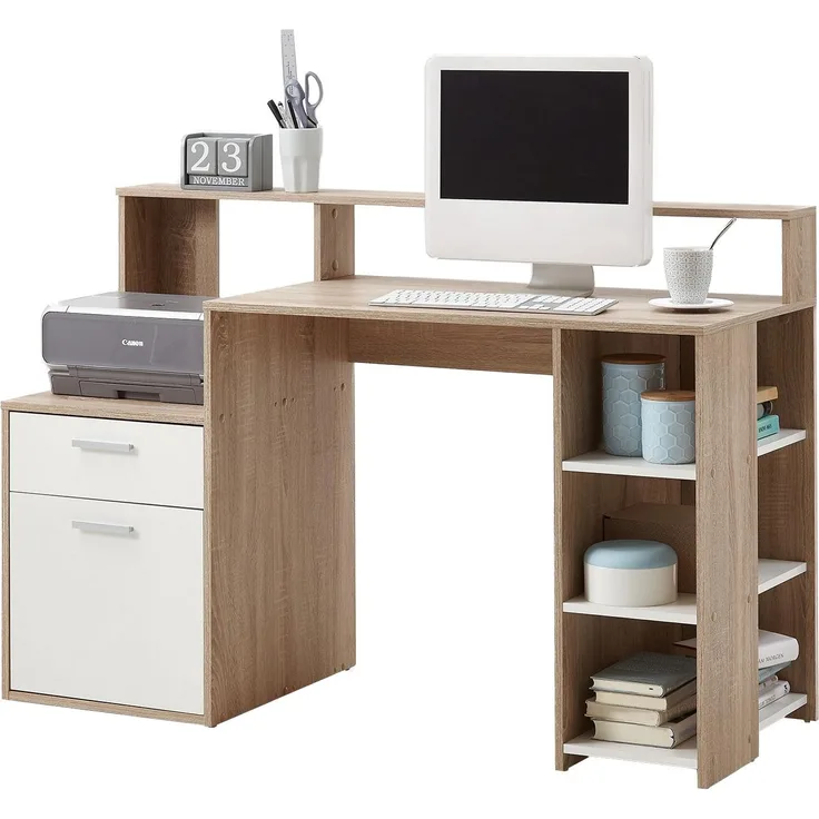 Schreibtisch >Suzanne< in Eiche - 138,5x92x53,5cm (BxHxT)