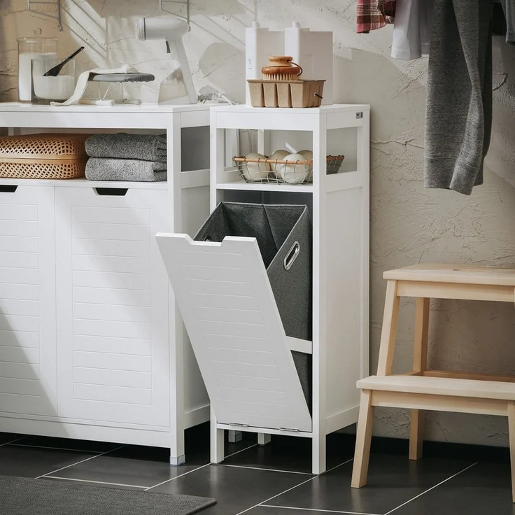 SoBuy BZR122-W Badunterschrank, MDF, Lackiert, Weiß, 40 x 100 x 35 cm – Bild 10