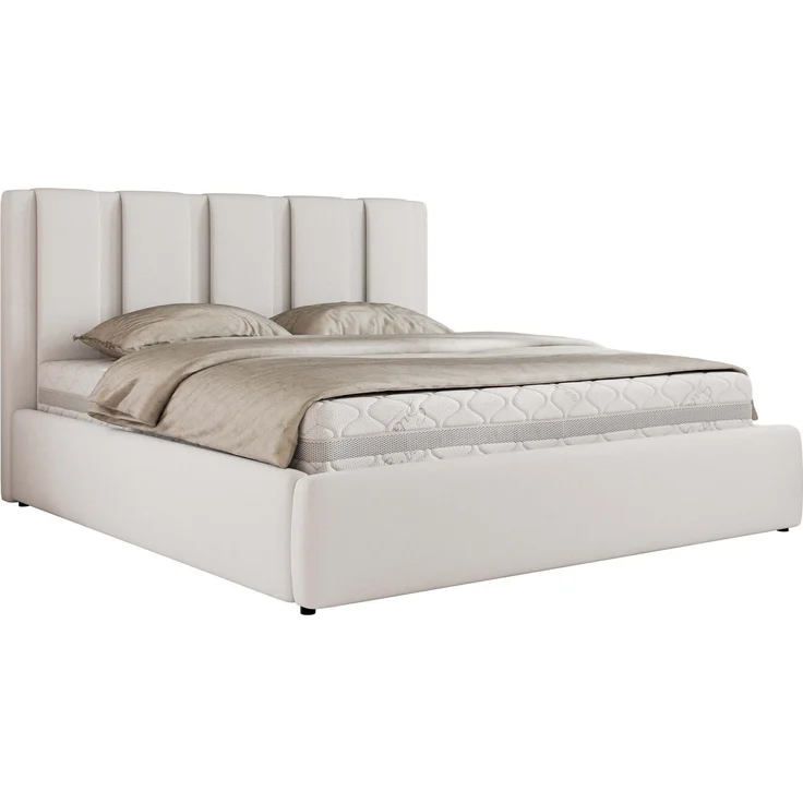 Polsterbett SAVINO CLASSIC mit Bettkasten und Lattenrost Doppelbett 200 x 200 cm mit hohem Kopfteil Stauraumbett Bett mit Gasdruckfeder - Weiß Kunstleder - Pocket Matratze - VIRE LUX – Bild 7
