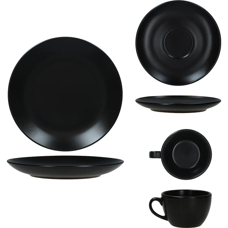 18tlg Kaffeeservice Panther schwarz Steingut 6 Personen – Bild 8
