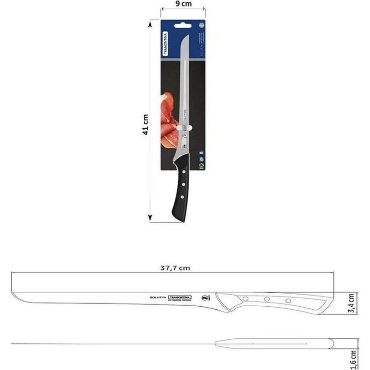 Tramontina Schinkenmesser SOLUTTA Lachsmesser - rostfrei, Edelstahl, Klinge 25,5 cm, ergonomisch, rostfrei, spülmaschinenfest – Bild 3