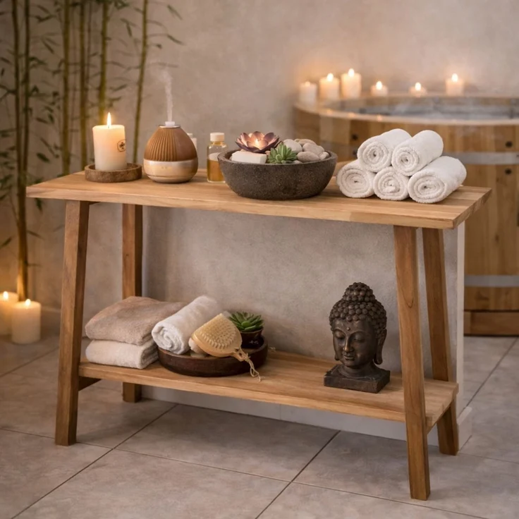 Teak Konsolentisch NIRONA-Plus 100cm recyceltes Massivholz Konsole Flurmöbel – Bild 2