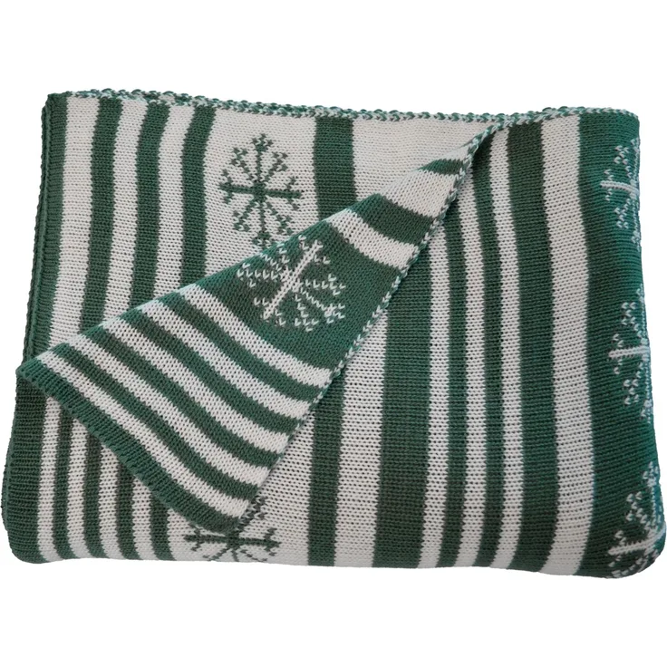 Primera Strickdecke Kuscheldecke Weihnachtsdecke 130x170 cm grün beige 545003-575