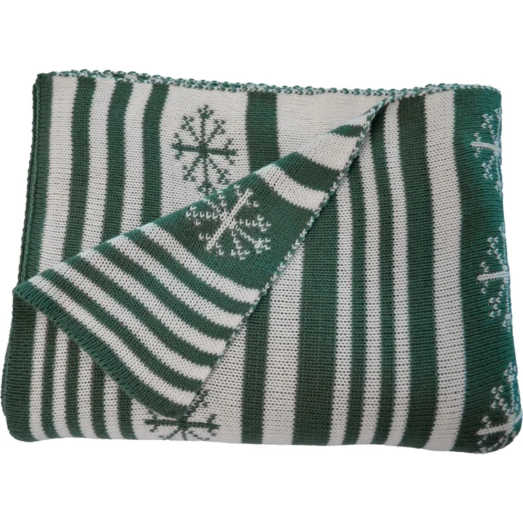 Primera Strickdecke Kuscheldecke Weihnachtsdecke 130x170 cm grün beige 545003-575 – Bild 1