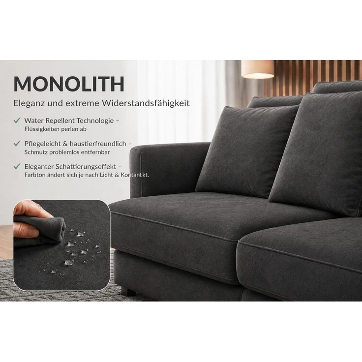 KRISAN MÖBEL Ecksofa L-Form ALVARO in Dunkelgrau 275 x 90 x 202 cm mit Schlaffunktion und Bettkasten Rechts – Bild 5