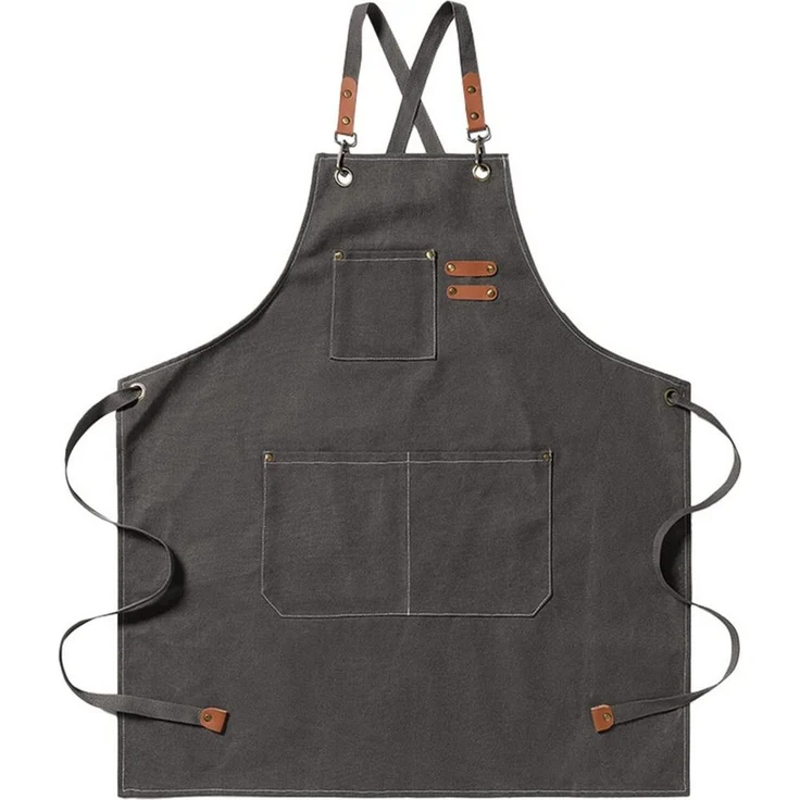 MOPUEA Kochschürze Küchenschürze Grillschürze Canvas für Männer und Frauen, (Küchenschürze Grillschürze für Kochen Grillen Handwerk, Canvas Schürze für Küche Grill Werkstatt Barista), 3 Taschen kreuz Rückenriemen strapazierfest schmutzabweisend – Bild 1